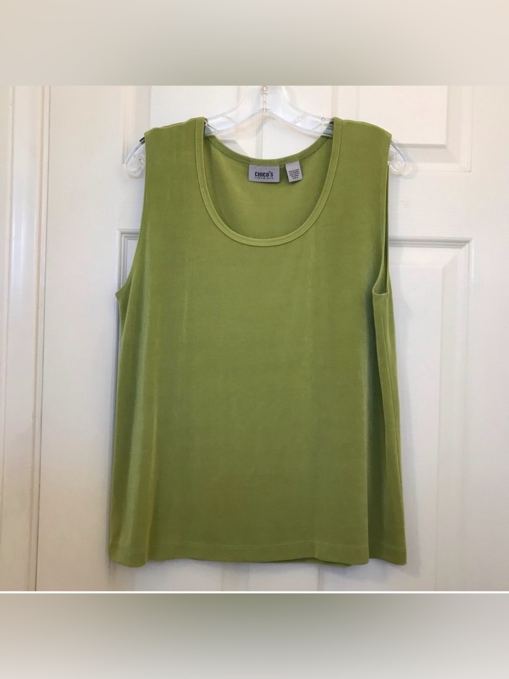 Chico's Velvet Scoop Neck Tank - Light Olive 3/XL